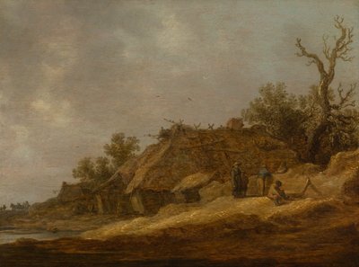 Landvolk bij een vervallen boerderij door Jan Josephsz van Goyen